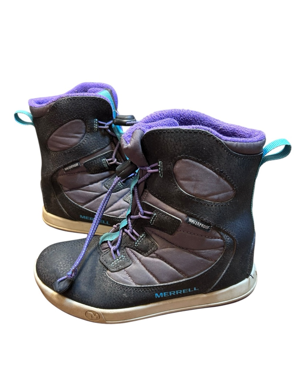 Merrell kids waterproof snowbank boot size 13 winter bungee lace up
